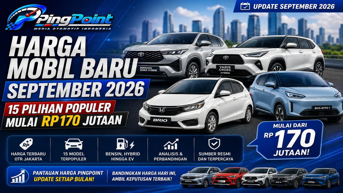 Harga Mobil Baru September 2026: 15 Pilihan Populer Mulai Rp170 Jutaan